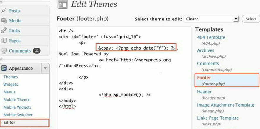 Automatically Update WordPress Copyright Year