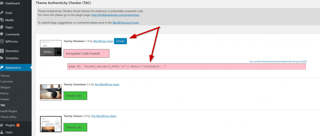 tac theme scan check